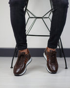 KAHVERENGİ DERİ ERKEK SPOR AYAKKABI