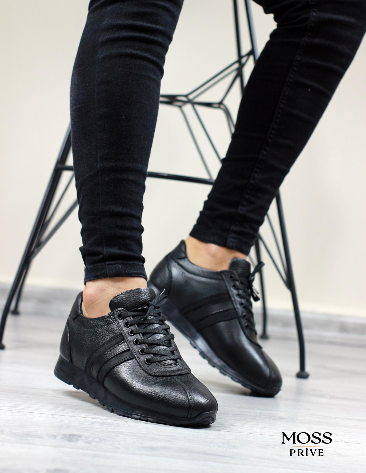 SİYAH DERİ ERKEK SPOR AYAKKABI