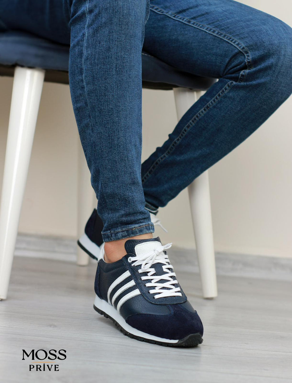 LACİVERT DERİ ERKEK SPOR AYAKKABI