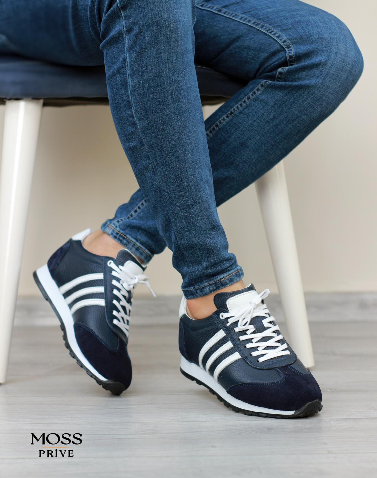 LACİVERT DERİ ERKEK SPOR AYAKKABI